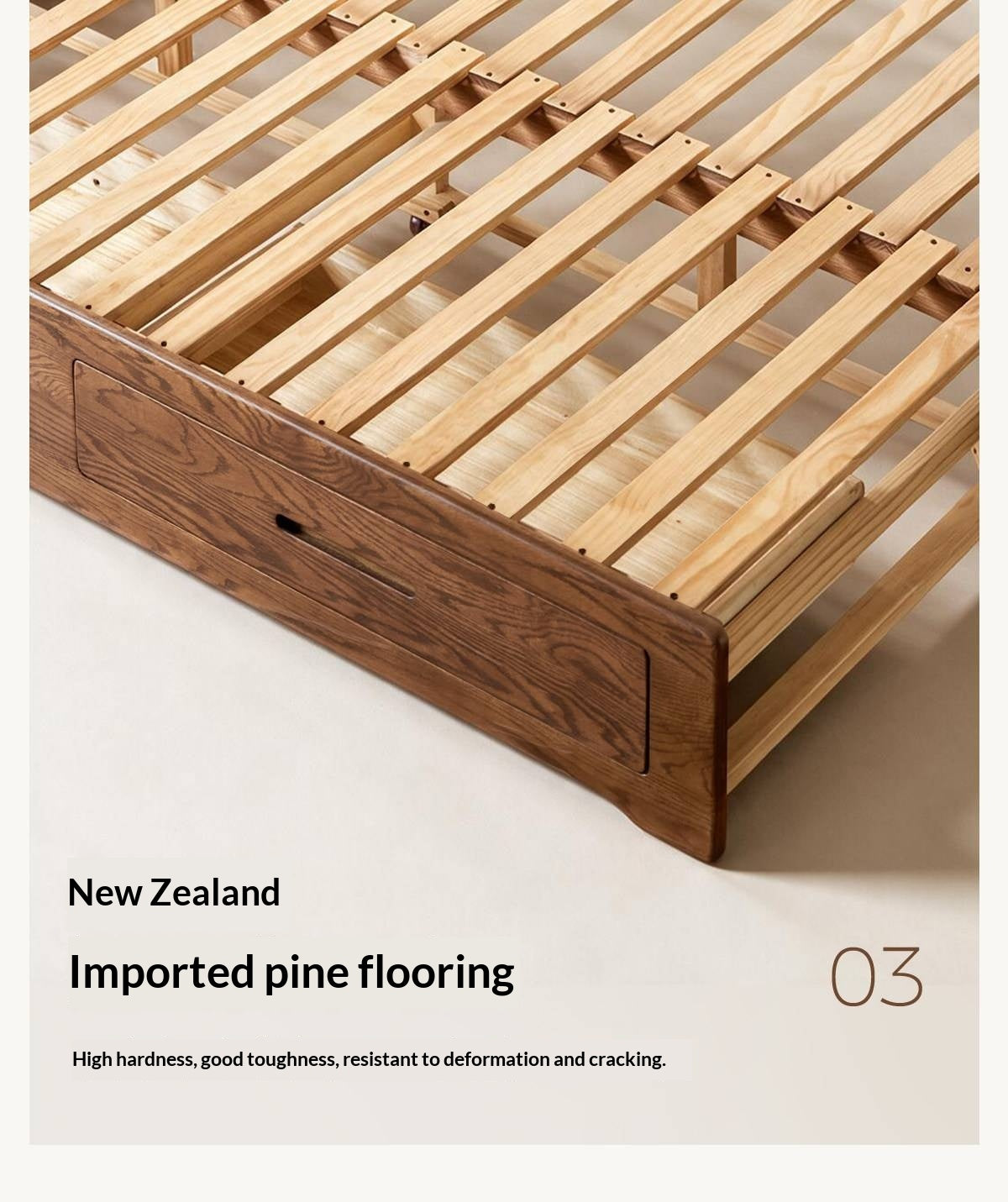 Oak Solid Wood Spindle Daybed with Trundle and Storage Drawers