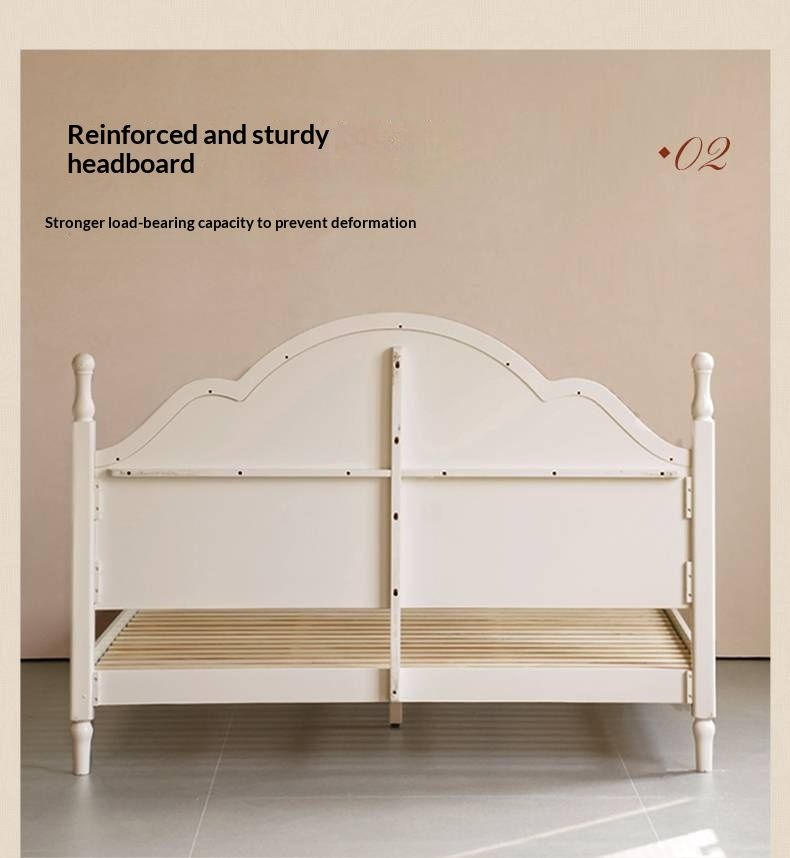 Rubberwood Solid Wood Bed American Retro Cream Style