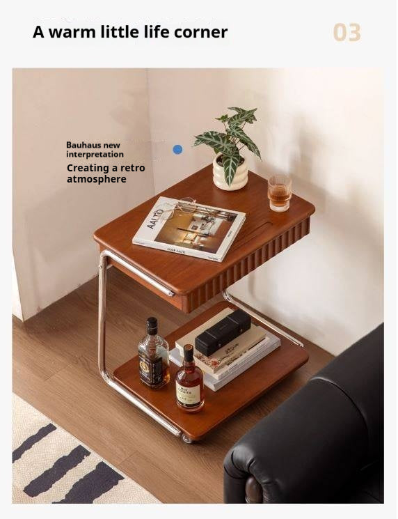 Tulipwood Solid Wood Mobile Retro Side Table