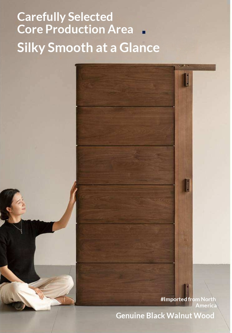 Black Walnut Solid Wood Bed — Italian Light Luxury Style