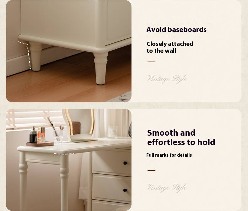 Solid Rubberwood French Retro Dressing Table