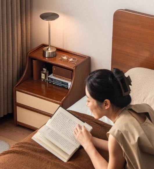 Poplar Solid Wood Movable Bauhaus Style Nightstand