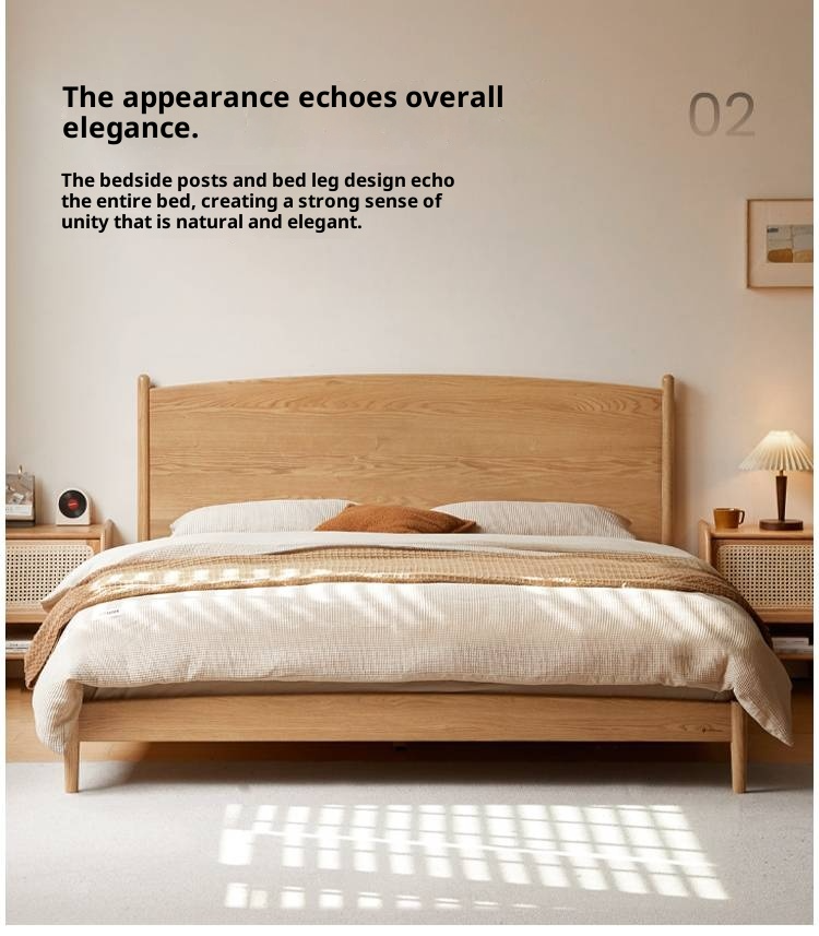 Oak Solid Wood Modern Simple Large Bed