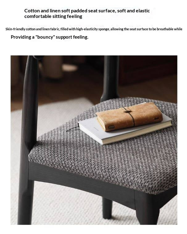 Set 4 pcs White Ash Solid Wood Horn Presidential Chair