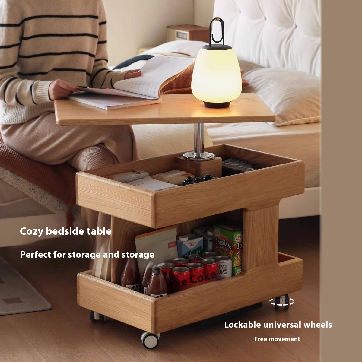 Oak, Ash, Cherry, Black Walnut Solid Wood Rotating Side Table