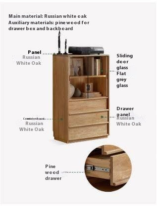 Oak Solid Wood Modern Side Cabinet.