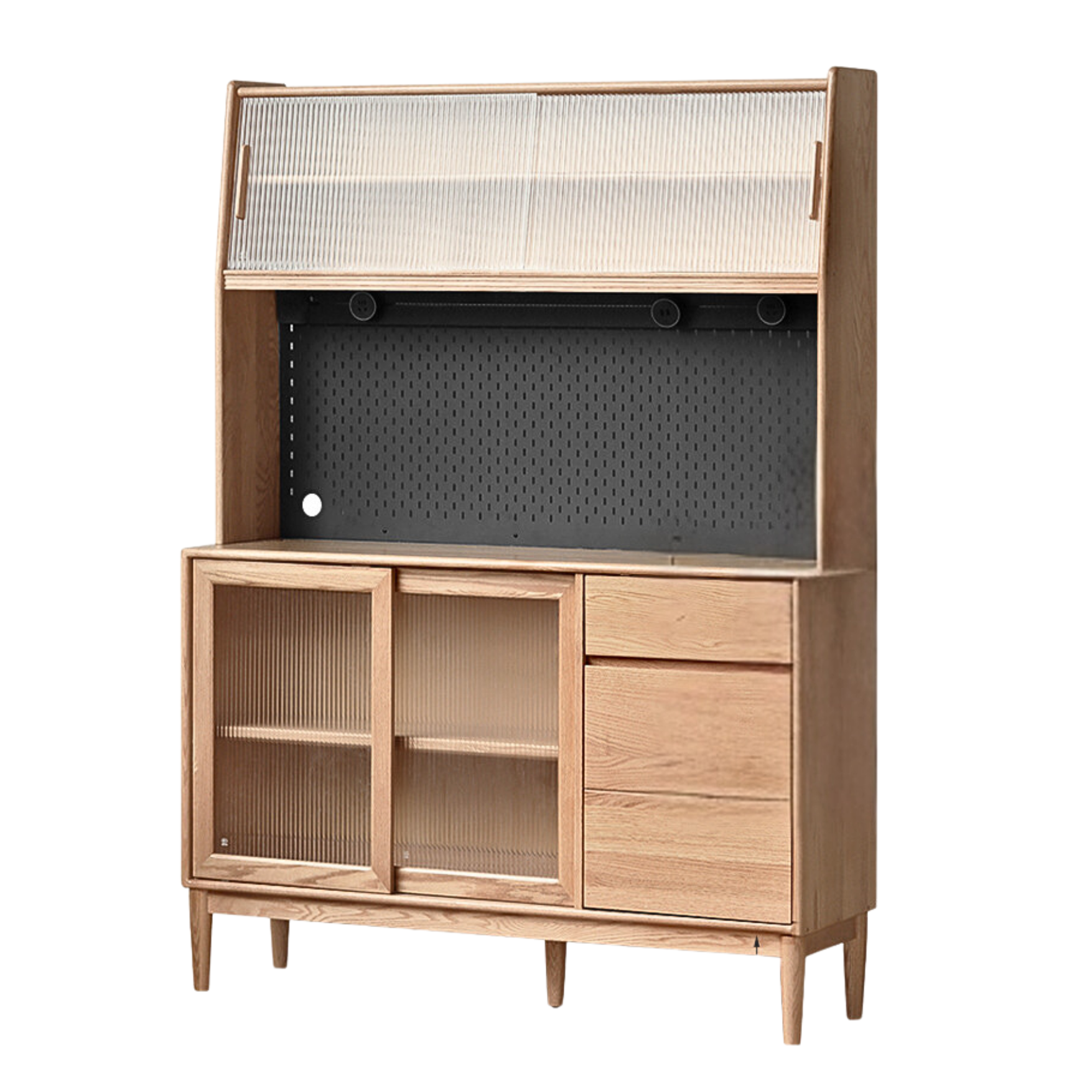 Oak Solid Wood Modern Dining Sideboard Against The Wall