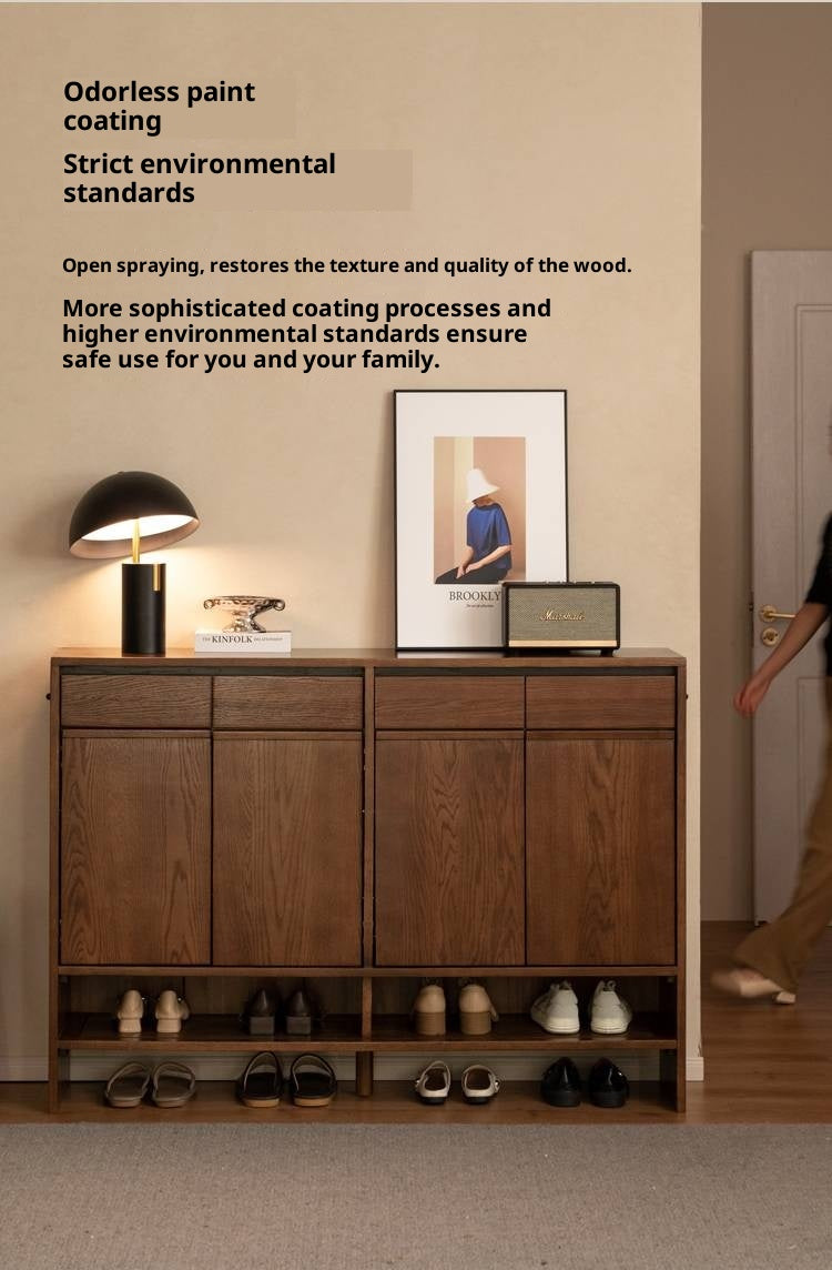 Oak Solid Wood Capacity Shoe Cabinet