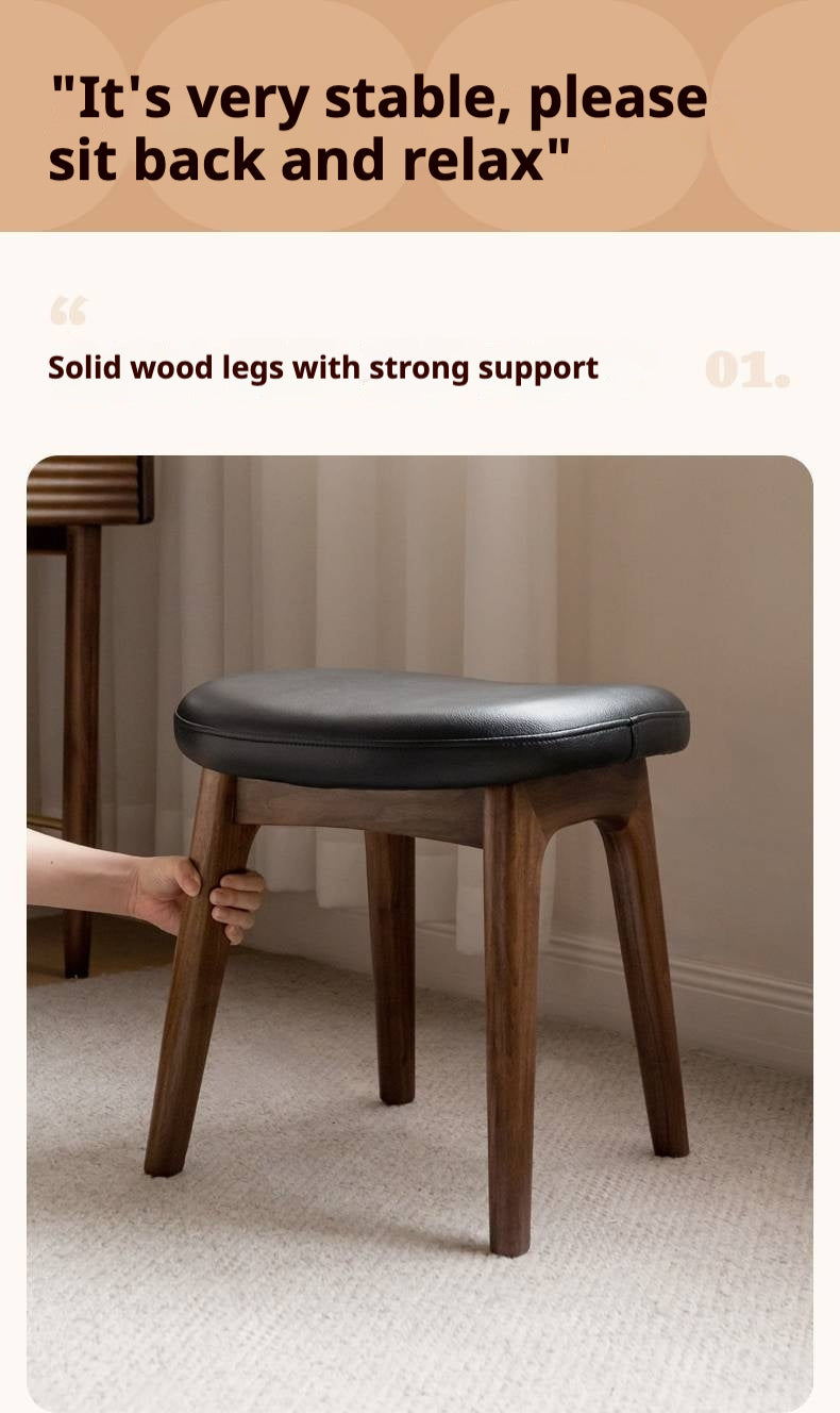 Oak, Black Walnut, Ash, Poplar Solid Wood Makeup Soft Stool.