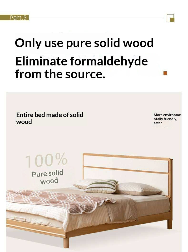 Beech Solid Wood Modern Simple Large Double Edge Bed