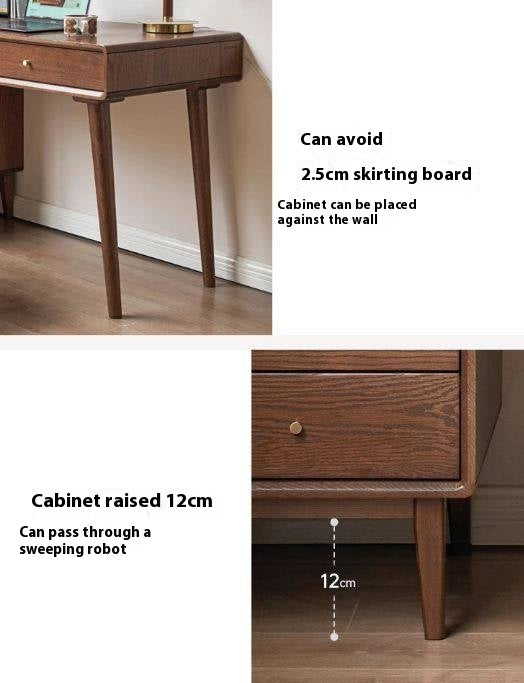 Oak Solid Wood Retractable Computer Desk