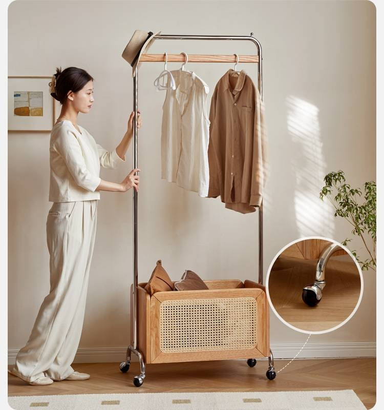 Rubberwood, Oak Solid Wood Rattan Woven Hanger