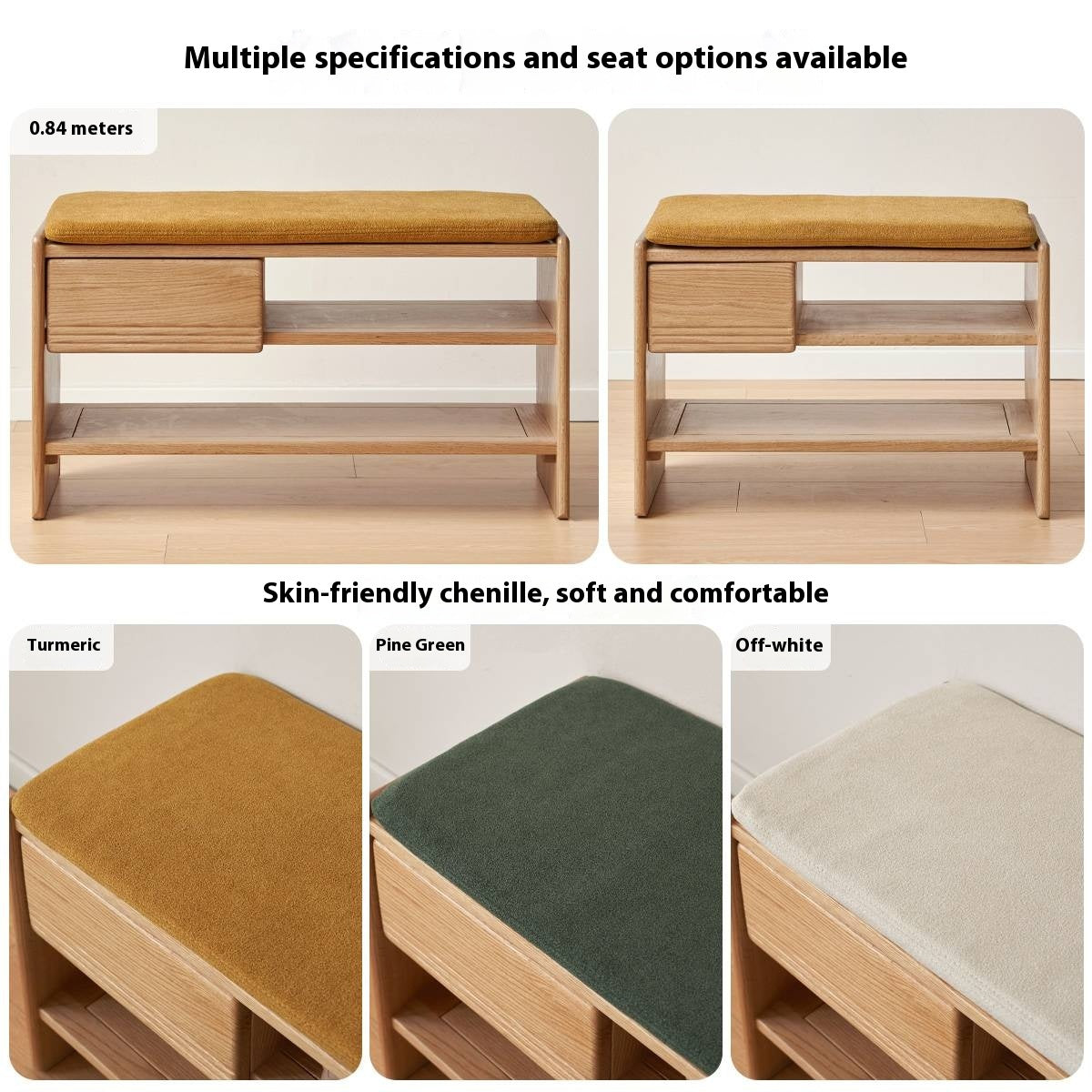 Oak Solid Wood Shoe Changing Stool