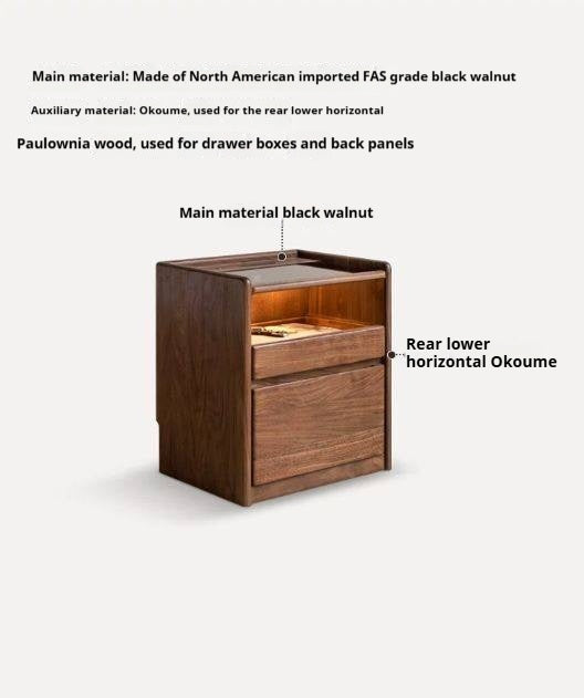 Russian White Oak, Black Walnut, Oak, Ash, Sandalwood Solid Wood Nightstand Socket, Lamp
