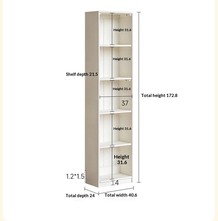 Oak, Beech Solid Wood, Solid RubberWood Kids Corner Bookcase, Narrow Floor-to-Wall Storage