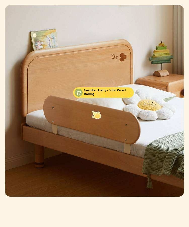 Beech Solid Wood Kids Platform Bed with Night Light