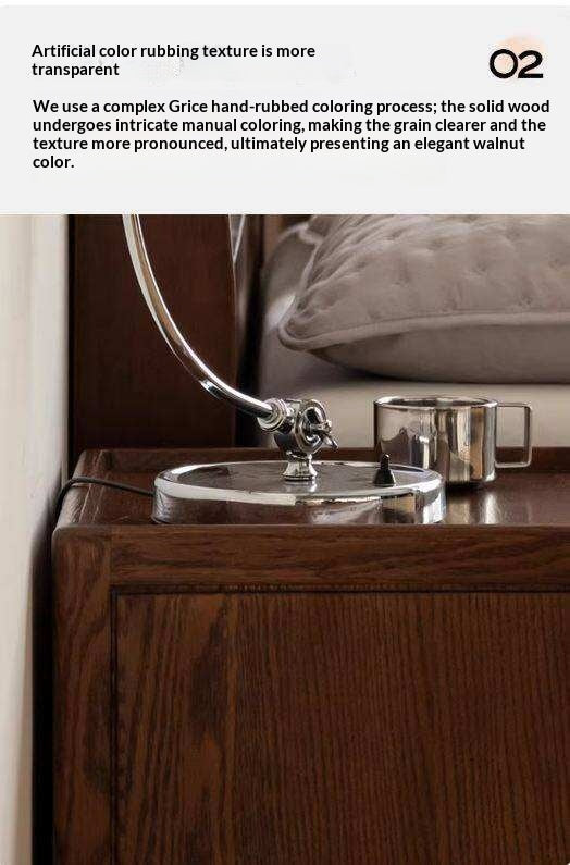 Oak Solid Wood, Solid Rubberwood Nordic Style Nightstand
