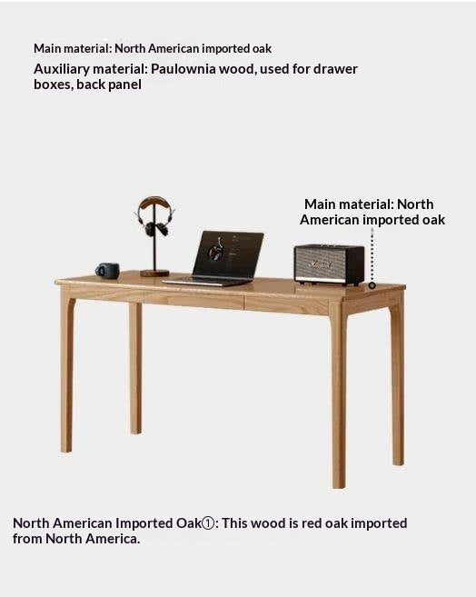 Oak, Beech Solid Wood Office Desk with drawers