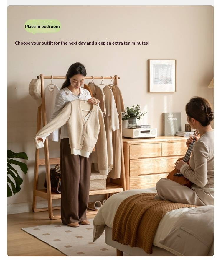 Solid Rubberwood Nordic Minimalist Standing Hanger