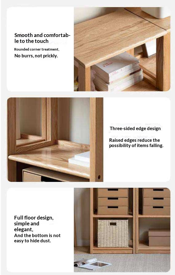 Oak Solid Wood Multi-Layer Bookshelf