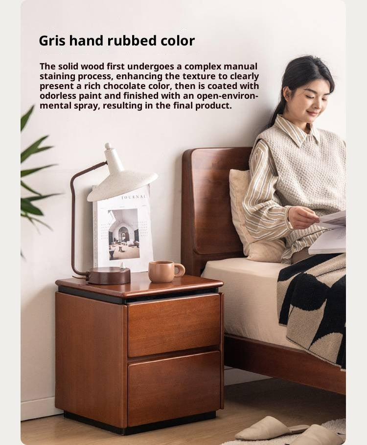 PoplarSolid Wood Vintage Style Nightstand