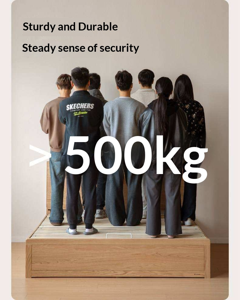 Oak Solid Wood Box Bed — Modern Minimalist Design