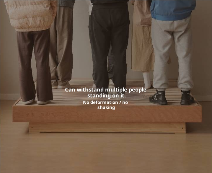 Cherry Solid Wood Floating Platform Box Bed, Headboard-Free Bed