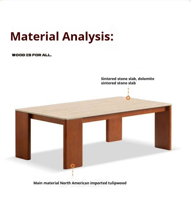 Tulipwood Solid Wood Medieval Style Rock Plate Coffee Table