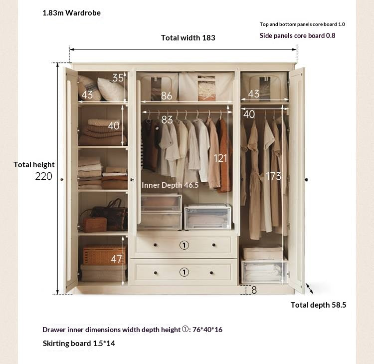 Ash Solid Wood American Style Wardrobe