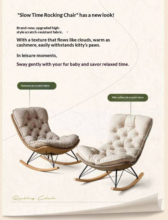 Solid Wood Modern Eggshell Rocking Chair beech legs