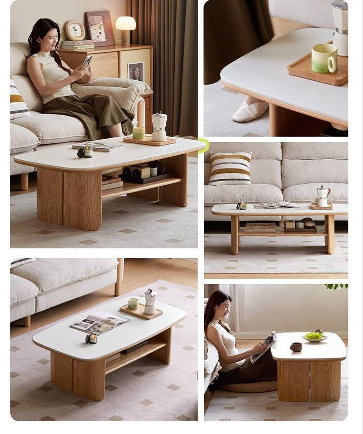Oak Solid Wood Modern Slab Coffee Table