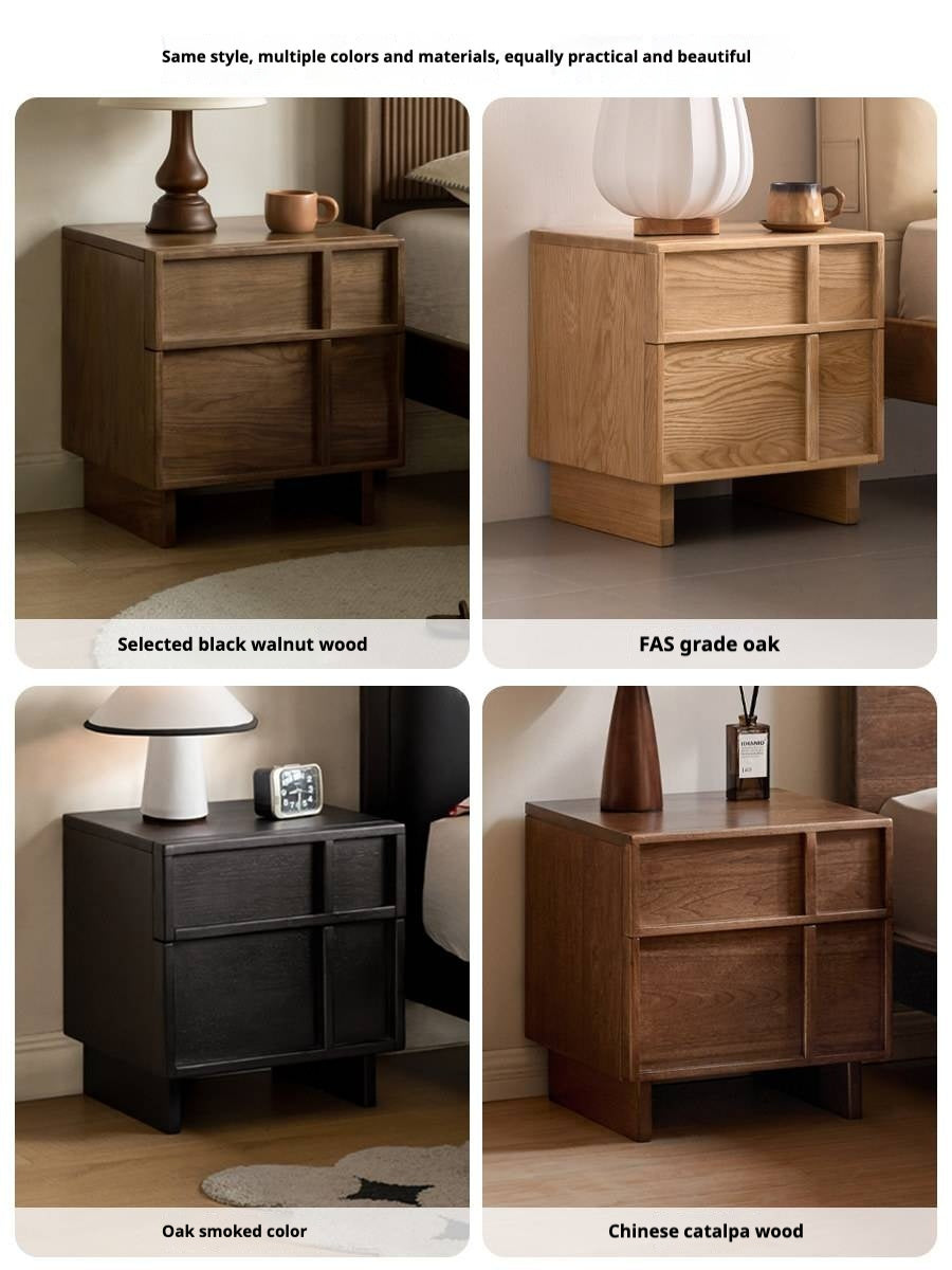 Ash Solid Wood Wabi-Sabi Style Nightstand.