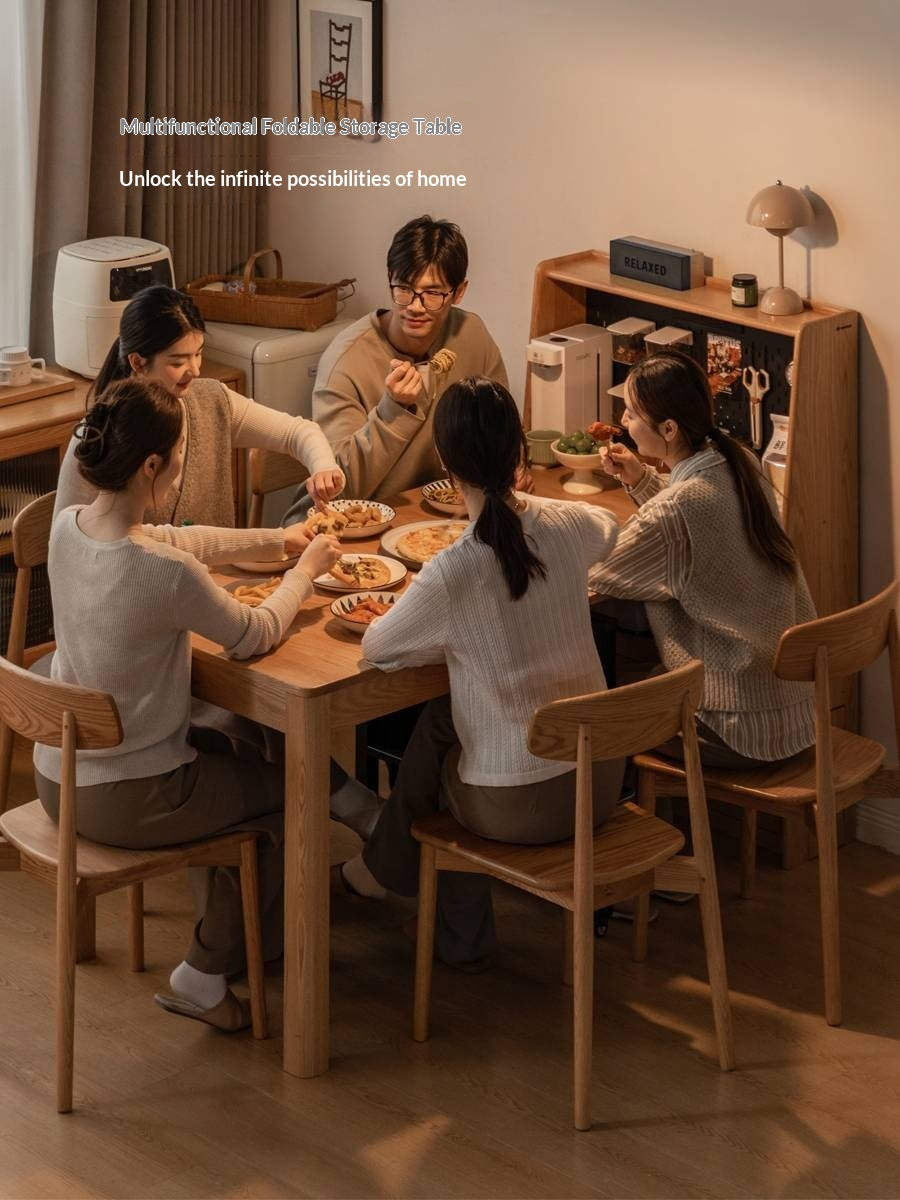 Oak Solid Wood Modern Minimalist Extendable Dining Table