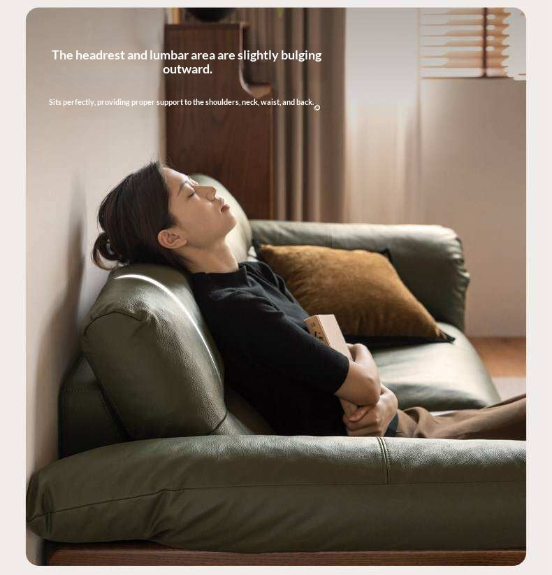 Black Walnut, Oak Solid Wood Sofa Genuine Leather, fabrics