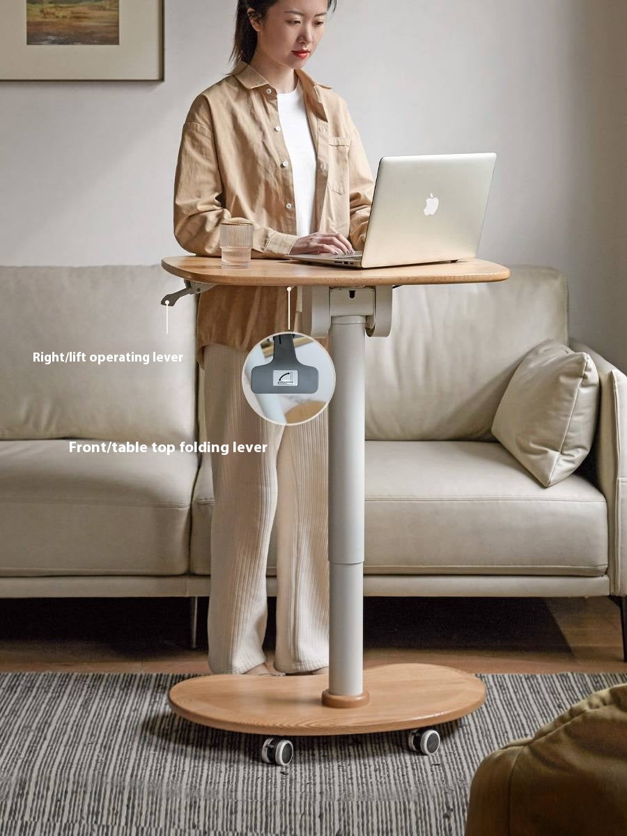 Oak Solid Wood Mobile Standing Desk
