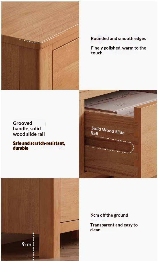 Solid Rubberwood Chest of Drawers with Seven Drawers in Modern Minimalist Style