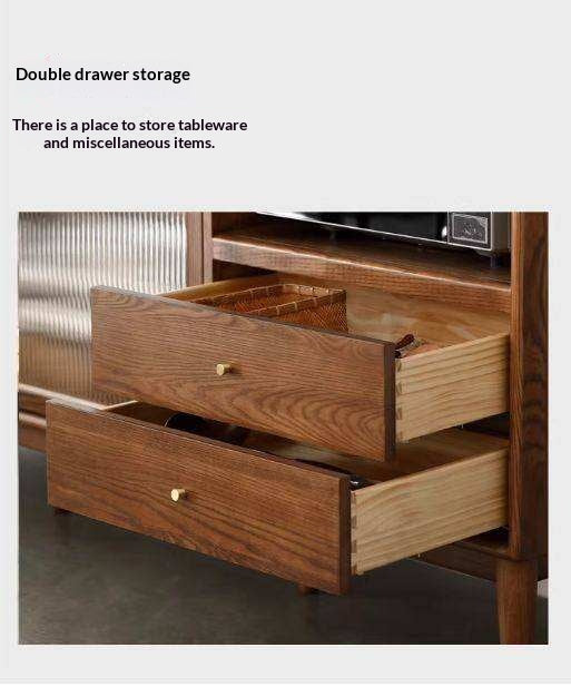 Ash Solid Wood Sideboard High Wine Cabinet Buffet