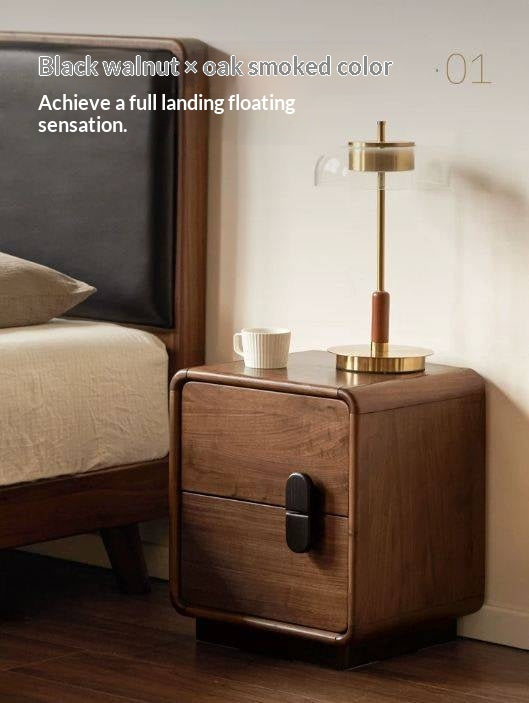 Black Walnut Solid Wood Italian Light Luxury Nightstands