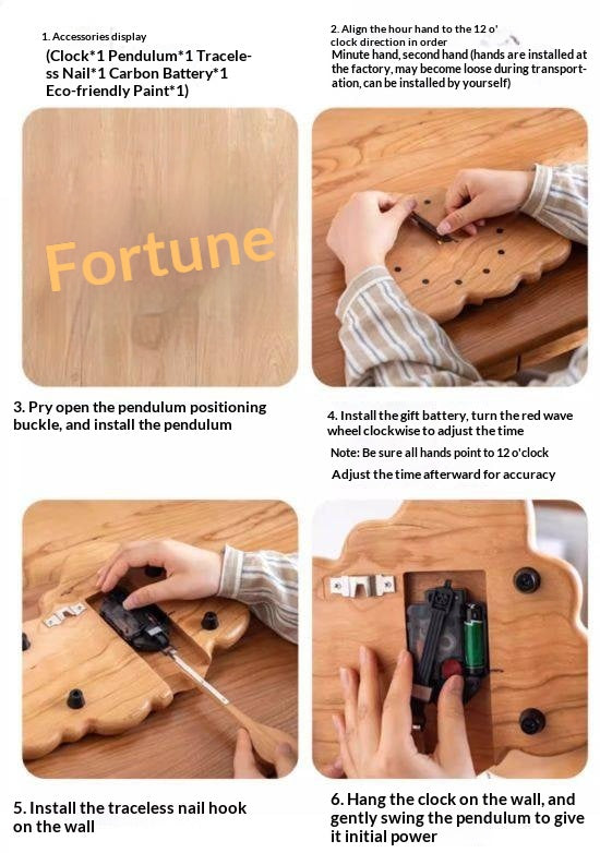 Cherry Solid Wood Nordic Style Eco Friendly Wall Clock