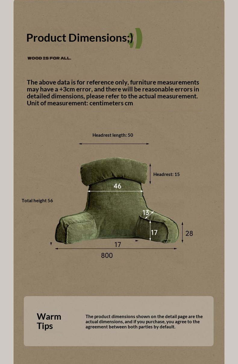 Headboard with Large Upholstered Reading Backrest