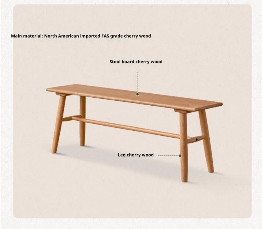 Cherry Solid Wood Bedside Long Bench