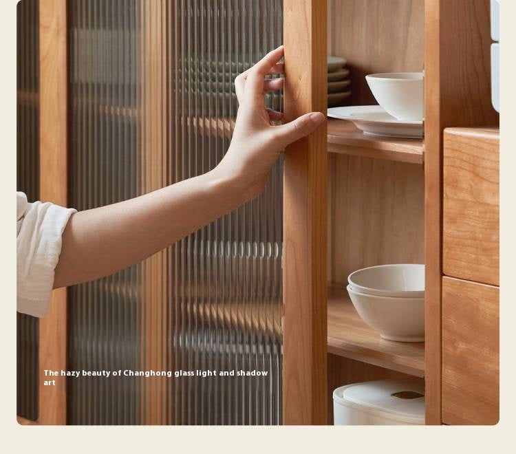 Cherry Solid Wood Ancient Style Ultra Thin Side Cabinet