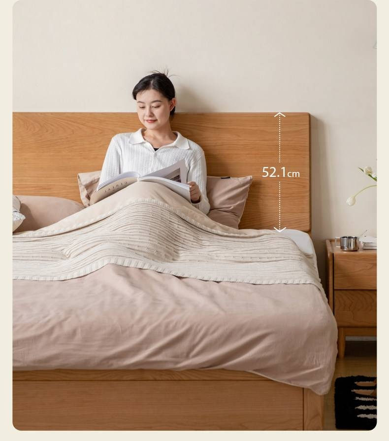 Cherry Solid Wood Storage Bed with Side Storage Drawers
