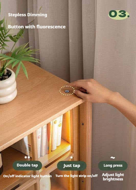 Beech Solid Wood Modern Simple with Light Storage Cabinet.