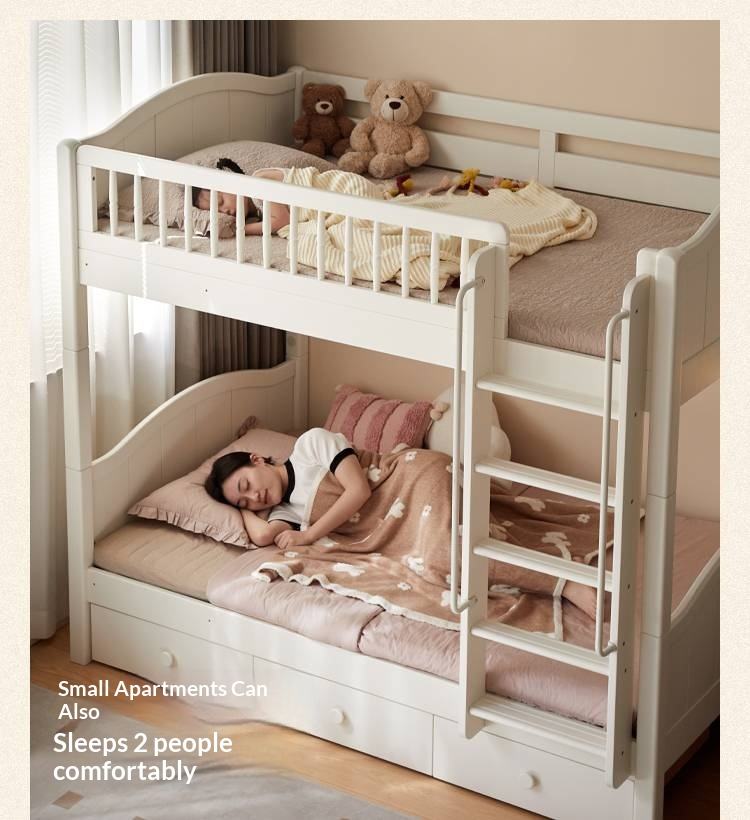 Rubberwood Solid Wood Children's White Castle Princess Bunk Bed