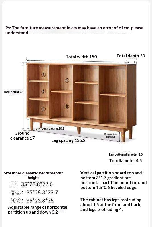 Cherry, Oak Solid Wood Bookshelf Lattice Cabinet