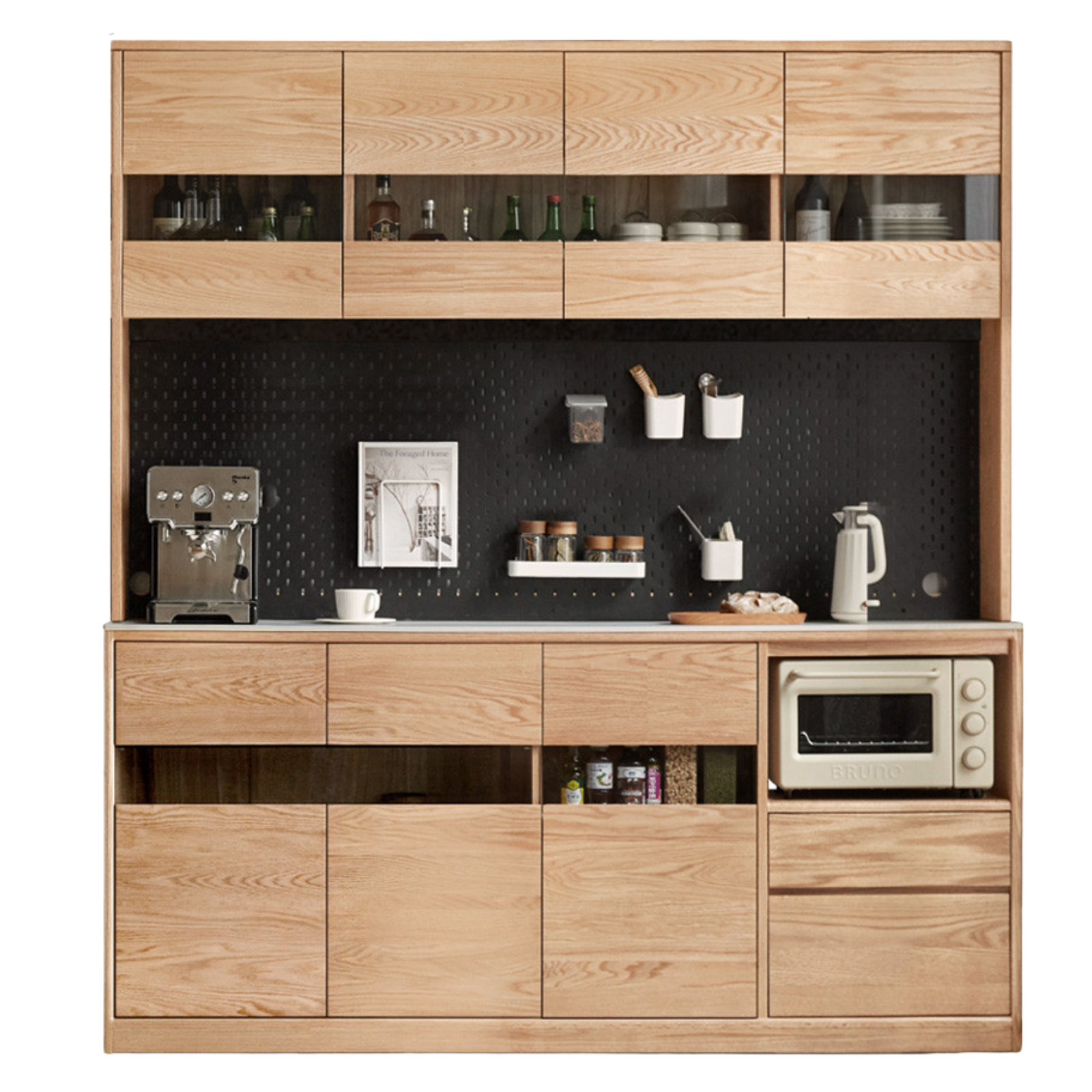 Oak, Ash Solid Wood Sideboard Modern Buffet Cabinet