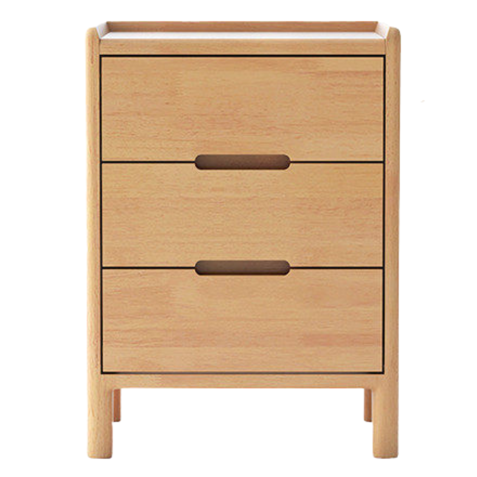 Oak Solid Wood, Solid Rubberwood Nordic Modern Nightstand.