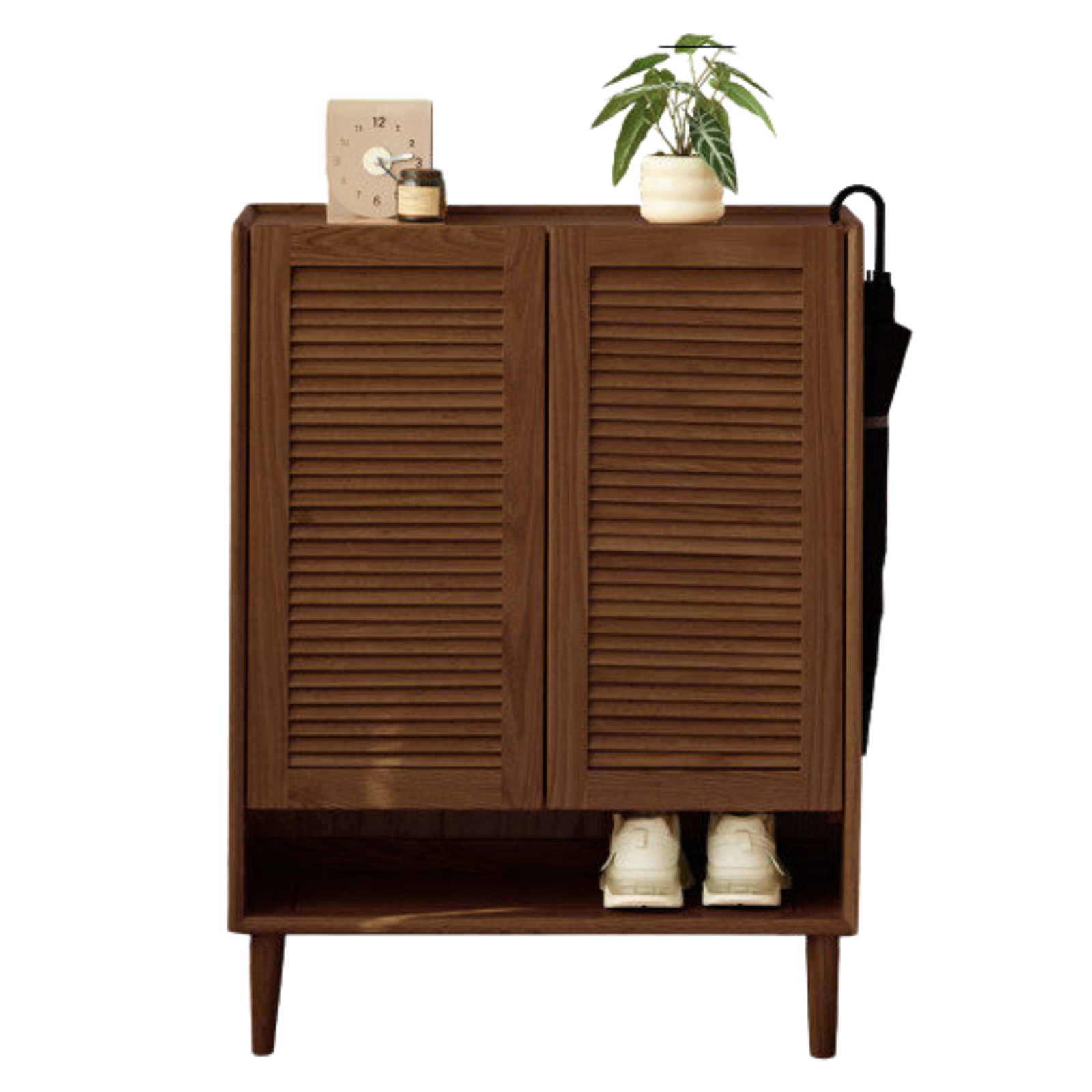 Oak, Solid Rubberwood Modern Shoe Cabinet