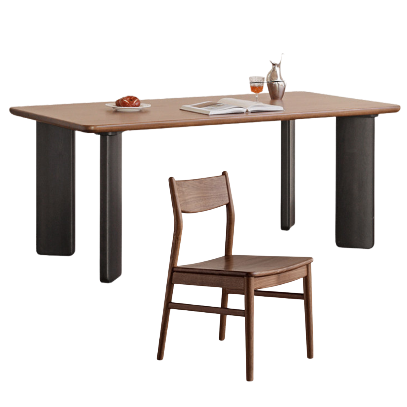 Black Walnut, Ash, Golden Pearwood Solid Wood Light Luxury Rectangular Dining Table